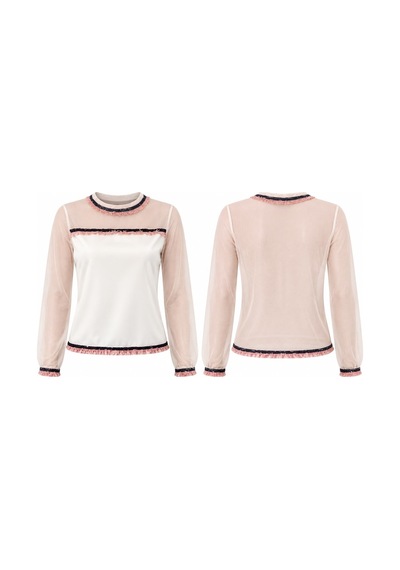 Verymoda Tül Detaylı Bluz F1634 Krem