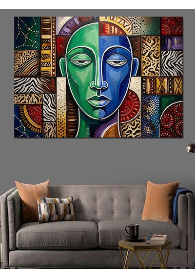 İki Yüzlü Soyut Modern Sanat Dekoratif Kanvas - Mdf Ahşap Tablo
