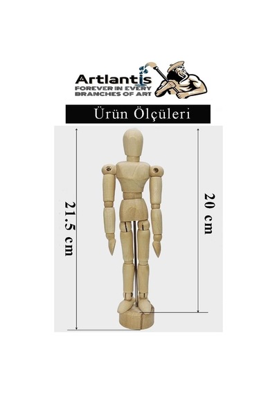 Artlantis Ahşap İnsan Modeli 20 Cm 1 Adet İnsan Figürlü Ahşap Model Manken Resim Ressam Eğitimi Tahta Adam Kukla