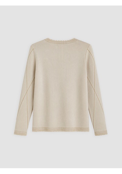 Lcw Grace Bej Bisiklet Yaka Baklava Desenli Kadın Hırka