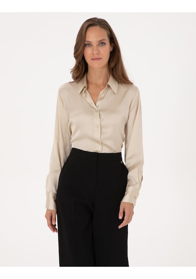 Pierre Cardin Kadın Kum Gömlek Desenli 50319346-vr085 Kum