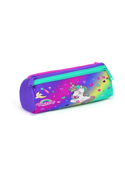 Coral High Kids Lavanta Su Yeşili Unicorn Desenli Üç Bölmeli Kalem Çantası 22029