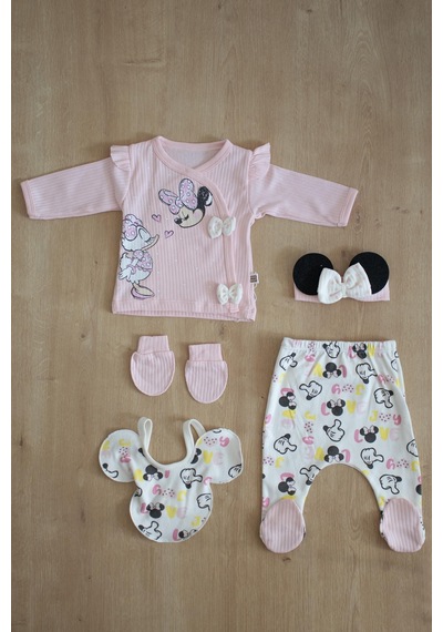 Sitilin Kız Bebek Pembe Miki 5 Li Lüks Süsülü Hastane Çıkışı Seti Stl6330 Pembe
