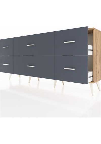 Arges Konsol 6 Çekmeceli 176x30x83 Çam-çam/antrasit Çam/antrasit Arges Konsol 6 Çekmeceli 176x30x83 Çam-çam/antrasit Çam/antrasit