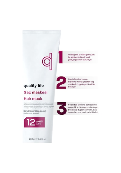 Quality Life Ql 8 Aktifli Aşırı Yıpranmış ve Kuru Saçlar İçin Saç Maskesi 250 ML