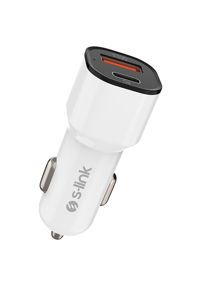 S-link Sl-ec38pd Typec To Typec Kablolu 38w Pd+usb Qc3.0 Beyaz Araç Şarj Cihazı