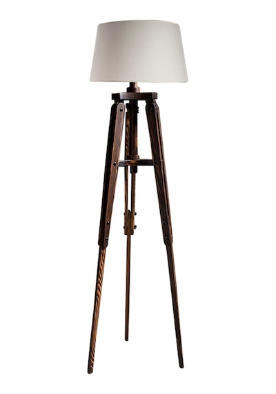 Piega Tripod Lambader Abajur Avize Aydınlatma Ahşap Ceviz Ağaç Country Dekor Lamba Aplik Masif Doğal Diğer