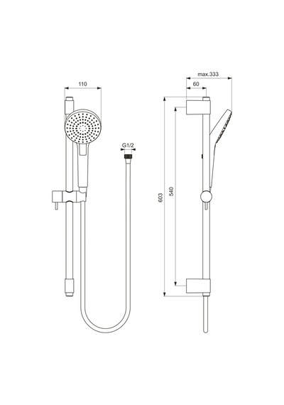 Ideal Standart Idealrain Evo Round 110 Sürgülü Duş Seti-60 Cm Sürgü - B2233aa Krom