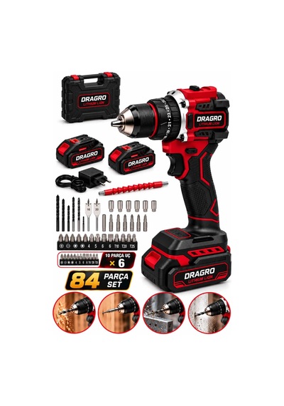 Dragro Drg-21v Çelik Mandren K Kömürsüz Motor Darbeli Şarjlı Matkap Vidalama