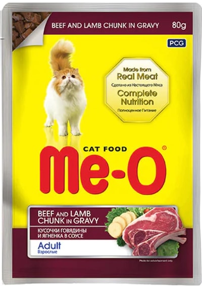 Me-O Dana ve Kuzu Etli Jöleli Pouch Yetişkin Kedi Yaş Maması 80 G