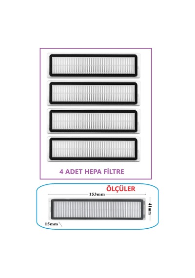 Dreame Uyumlu Uyumlue D9 Max D10s Pro Uyumlu Hepa Filtre 4 Adet