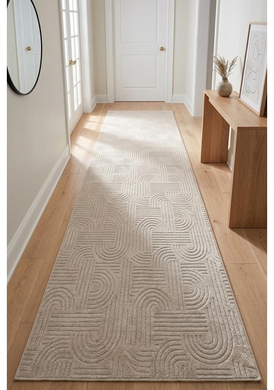Raschel Carpet Bohem Yıkanabilir Leke Tutmaz Modern Sisal Bej Özel Seri Kaymaz Taban Halı Yolluk Bej