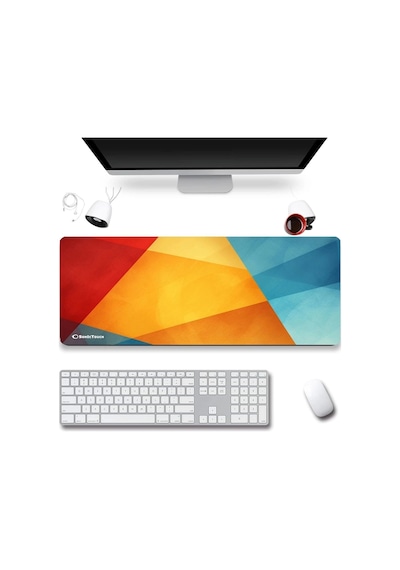 Sonictouch Ultragrand Geometrik Renkler Gamer Oyuncu Xxl Sarı Kırmızı Klavye Mouse Pad 40x90cm Mousepad