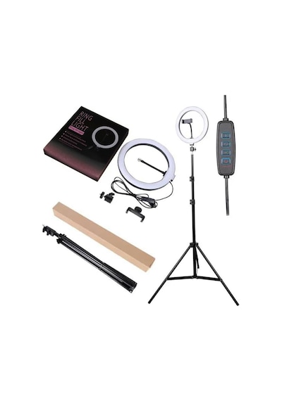 Youtuber Tiktok Çekim Işıklı Makyaj Işığı Ring Light 10 İnç Extra Büyük Boy Led 3 Renk 30 Mod 210 Cm