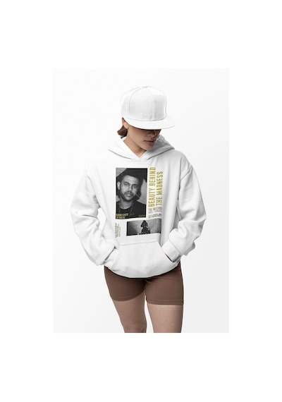 Beauty Behind The Madness Yazılı Unisex Oversize The Weeknd Hoodi Beyaz