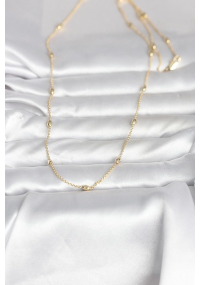 Cm 14k Gold Renk Damla Topçuk Model Zincirli 60 Cm Kadın Kolye - Altın