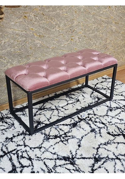 Siyah Boyalı Diktörtgen 100 Cm X 40 Cm Oturak Puf - Bench - Makya Çok Renkli