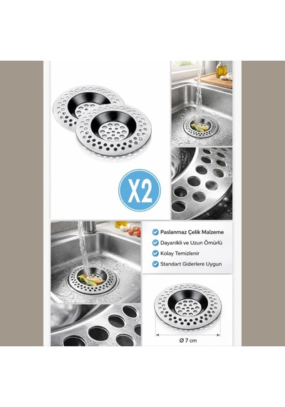 Paslanmaz Metal Lavabo Süzgeci Eviye Süzgeci Paslanamaz Süzgeç 2