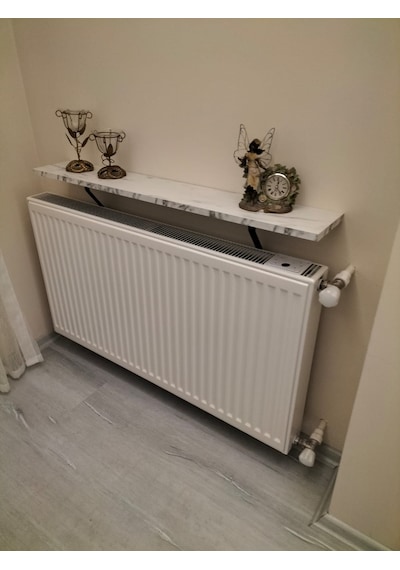 150 Cm Petek Raf Beyaz Mermer