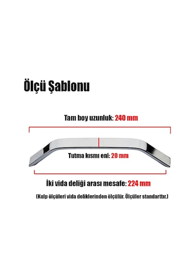 Badem10 Şahin Çekmece Mutfak Dolap Kapak Kulpu Kulbu 224 Mm Metal Kulp