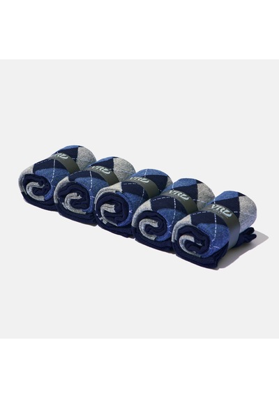 Dikişsiz Bambu Çorap Baklava Desenli Lacivert Renk Erkek Çorap Kutulu 5 Çift Premium Uzun Çorap Soket Çorap Bambu Mix