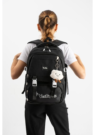Ventis Unisex Okul Çantası Ortaokul Lise Maskotlu Sırt Çantası 43 30 Cm Su Geçirmez Kumaş Vnt4-g Siyah