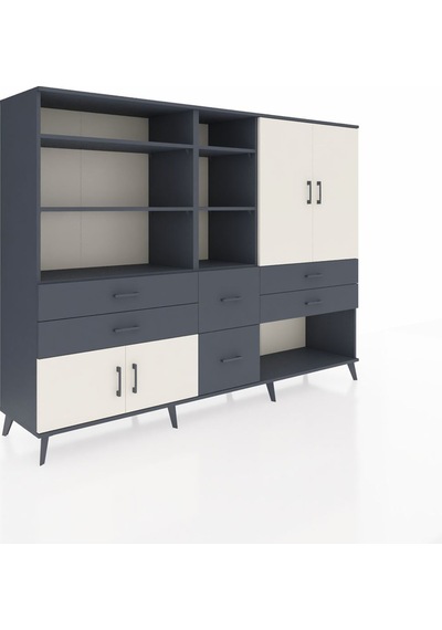 Hyperion Dolap 10 Raflı 6 Çekmeceli 4 Kapaklı 220x44x163 Antrasit Antrasit-aytaşı/antrasit Hyperion Dolap 10 Raflı 6 Çekmeceli 4 Kapaklı 220x44x163 Antrasit Antrasit-aytaşı/antrasit