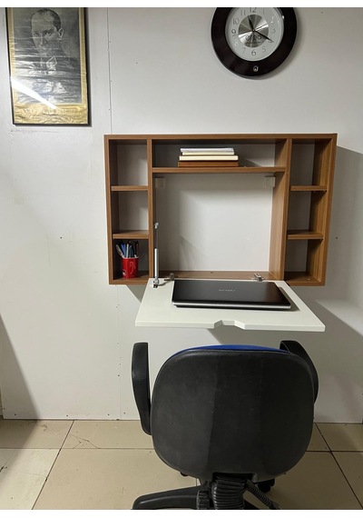 Duvara Monte Kitap-leptop Çalışma Masası Teak Duvara Monte Kitap-leptop Çalışma Masası Teak