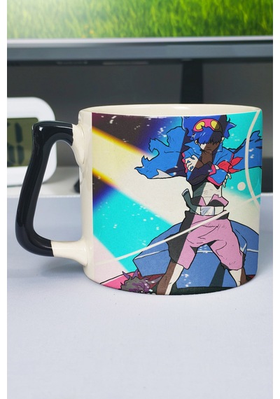 Gurren Lagann Anime Baskılı Seramik Lüks Kupa 1 Adet Özel Siyah Kulp Dalga Kulp V1d Çok Renkli
