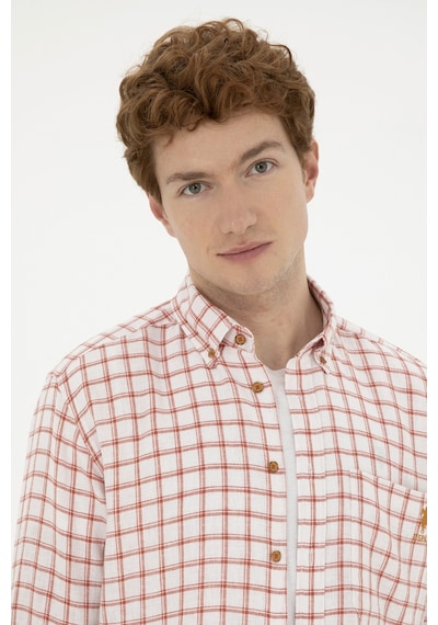 U.S. Polo Assn. Erkek Kareli Kiremit Gömlek 50283820-VR031