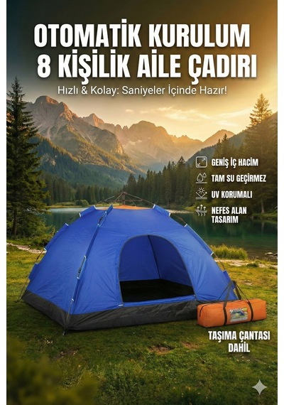 Özel Seri Tatil Malzemesi Keşif Kamp Çadırı 8 Kişilik 250x250x165 Cm Çok Renkli