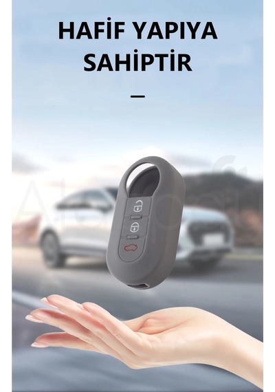 Fiat 500 Doblo Fiorino Punto Ducato Bravo Panda Silikon Anahtar Kılıfı Gri