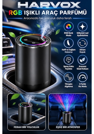 Harvox Hx-cf003 Rgb Işıklı Ve Gökyüzü Projeksiyonlu Araç Parfümü