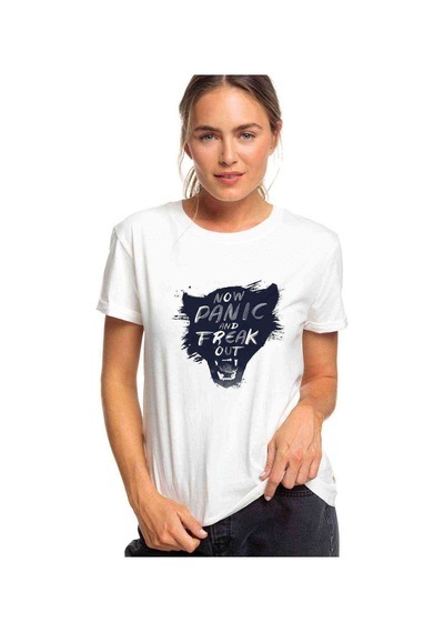 Now Panic Baskılı Beyaz Kadın Tshirt