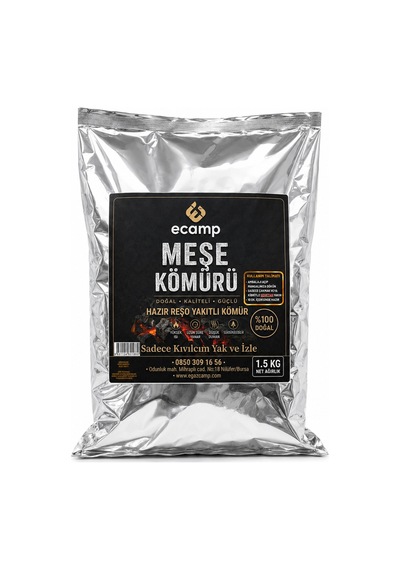 Ecamp 100% Doğal Tek Kibritle Tutuşan Meşe Kömürü 1.5 Kg X 6 Adet Çoklu Paket