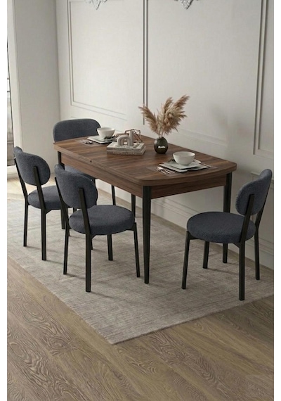 Renlife 4 Kişilik Açılır Mutfak Masa Takımı Yemek Masası Ve Sandalye Seti Metal Ayaklı Kemençe Antrasit Renlife 4 Kişilik Açılır Mutfak Masa Takımı Yemek Masası Ve Sandalye Seti Metal Ayaklı Kemençe Antrasit