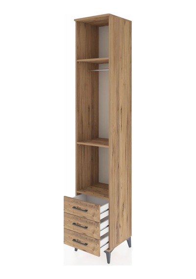 Hyperion Dolap 3 Raflı 3 Çekmeceli Tek Askılı 44x44x243 Çam-çam Çam