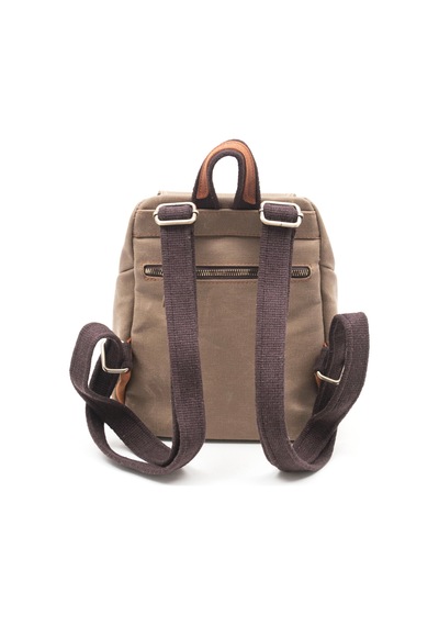 Gillario Design 04 Kanvas - Deri Kadın Sırt Çantası Camel
