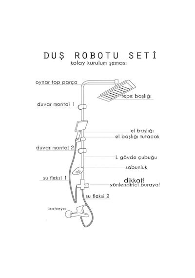 Siyah Yağmurlama Robot Tepe Duş Sistemi Çok Fonksiyonlu El Duşlu Banyo Duş Seti