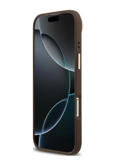 Apple Uyumlu iPhone 17 Air Kılıf Guess Lisanslı M-safeli 4g Desen Pu Metal Plaka Klasik Logolu Kahverengi Kahverengi