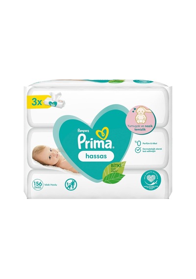 Prima Islak Havlu 3 Paket 156 Yapraklı Sensitive Islak Mendil