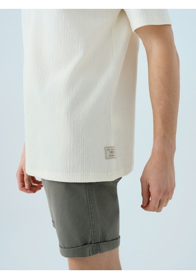 Oversize Fit Erkek Tshirt K.kol Ekru