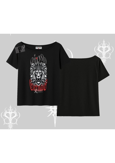 Startmore Startmore Kayık Yaka Tshirt Crowned Lion Rock Authority Myth Siyah
