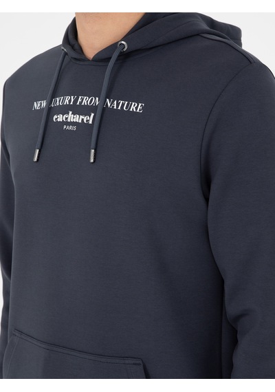 Antrasit Regular Fit Pamuk Karışımlı Kapüşonlu Sweatshirt Gri