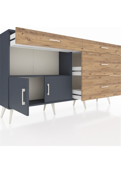 Arges Konsol Tek Raflı 4 Çekmeceli 2 Kapaklı 176x30x99 Antrasit-a Antrasit-antrasit/çam Arges Konsol Tek Raflı 4 Çekmeceli 2 Kapaklı 176x30x99 Antrasit-a Antrasit-antrasit/çam