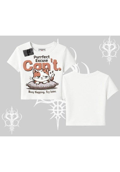 Startmore Startmore Kedi Baskılı Cant Busy Napping Y2k Babby Tee Tshirt Beyaz Startmore Startmore Kedi Baskılı Cant Busy Napping Y2k Babby Tee Tshirt Beyaz