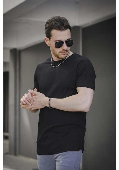 Manfries Waffle Desen Eteği Oval Erkek Tshirt