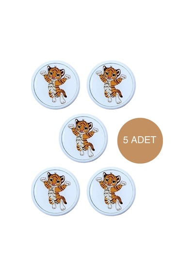 5 Adet Kaplan Çocuk Odası Mobilya Kulbu Seti - Abs Plastik Tekli Düğme Dolap ve Çekmece Kulpları Turuncu