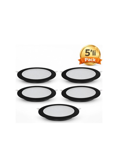 Horoz Aura Prizma 12w Siyah 6400k Led Armatür 5''li Pack Çok Renkli