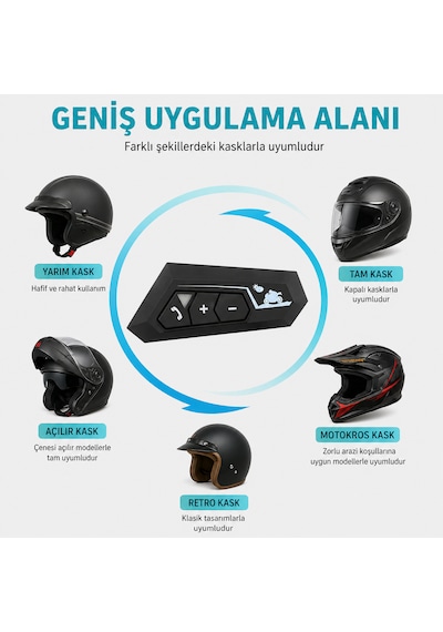Bt-22 Kask Bluetooth Kulaklık 5.0 Motosiklet Intercom, Mikrofonlu, Ip67 Su Geçirmez, Sesli Komut Destekli
